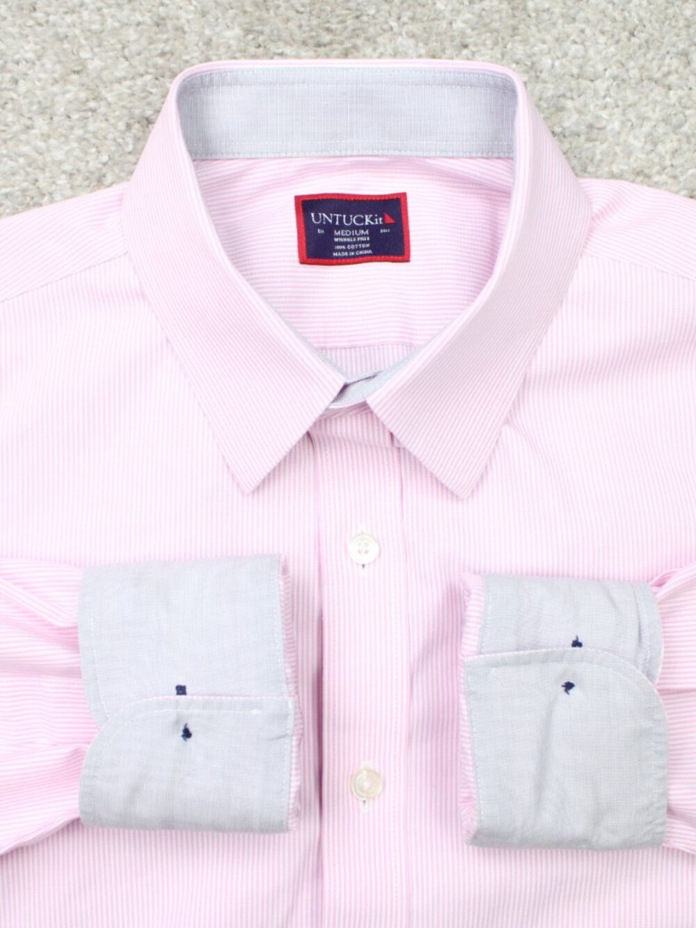 UNTUCKit Shirt Mens Medium Pink Douro Wrinkle Free Flip Cuff Cotton Long Sleeve